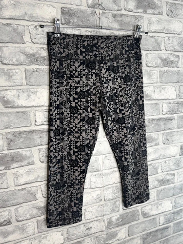 Black pattern leggings - black, 3/4